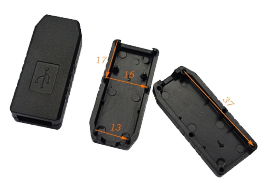Behuizing voor USB PCB kunststof 40x17x10mm zwart AK-S-27 03